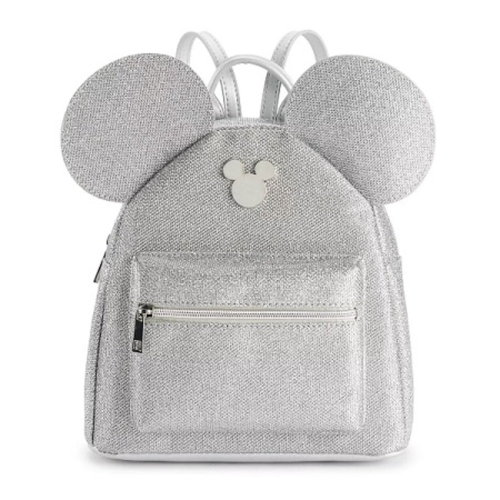 NWT! Disney Mickey Mouse Silver Shimmer Mini Backpack for Women